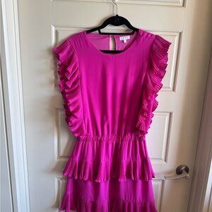 TCEC Hot Pink Ruffle Tiered Kids Dress